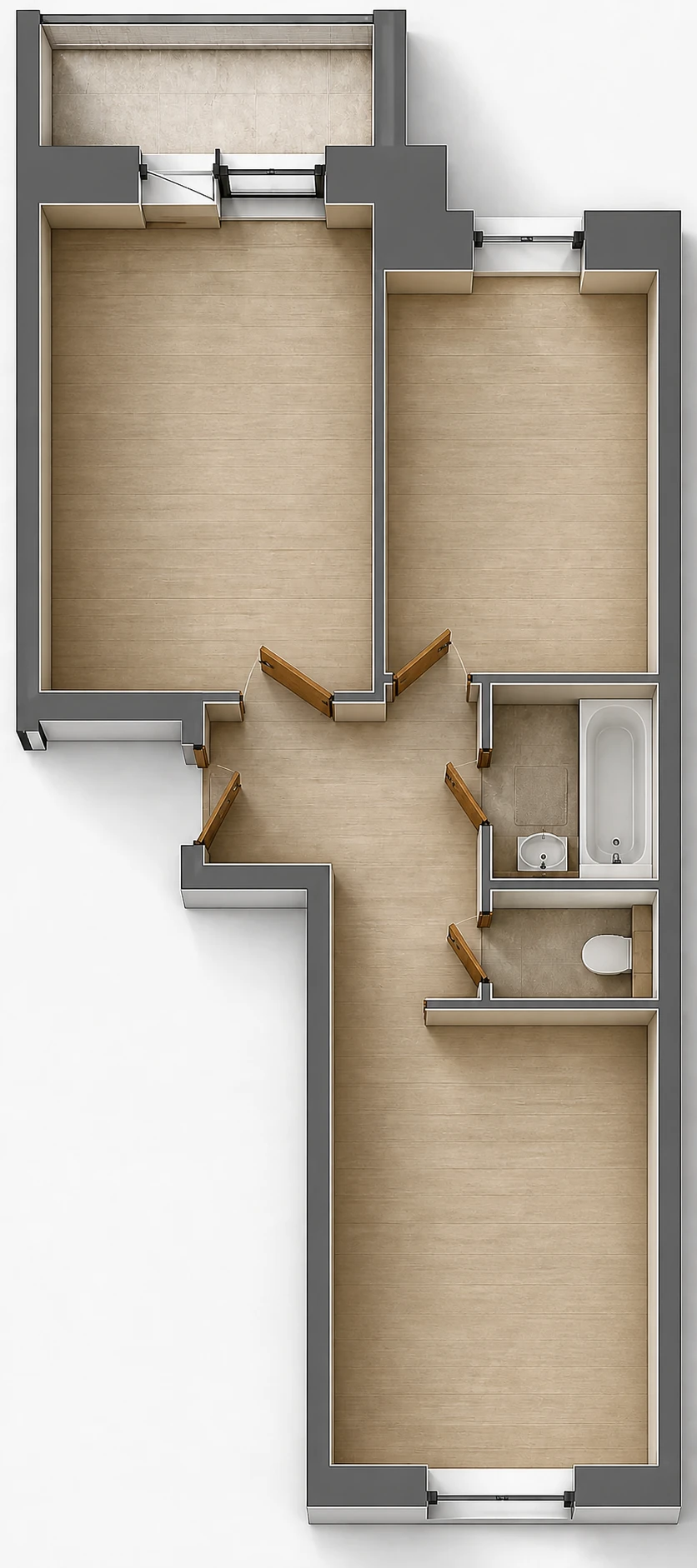 Планировка: 2-комнатная квартира, 60,6 квадратных метров